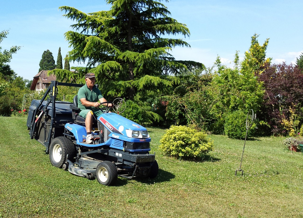 Tonte de grande surface avec tracteur-tondeuse